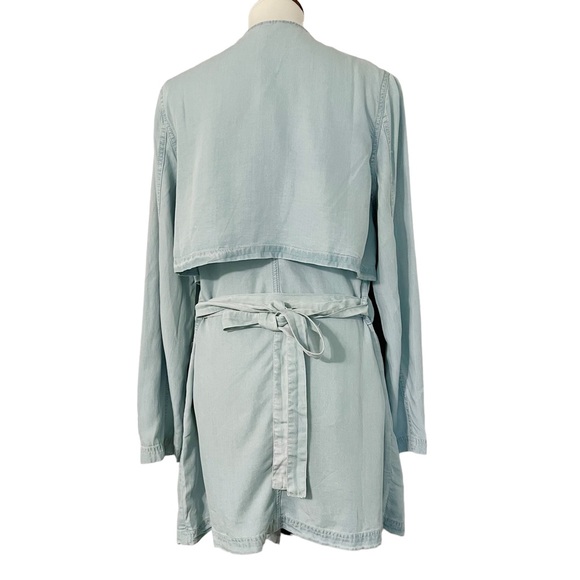 Soft Surroundings Open Front Chambray Jacket Blue Asymmetric Draped - Picture 4 of 12